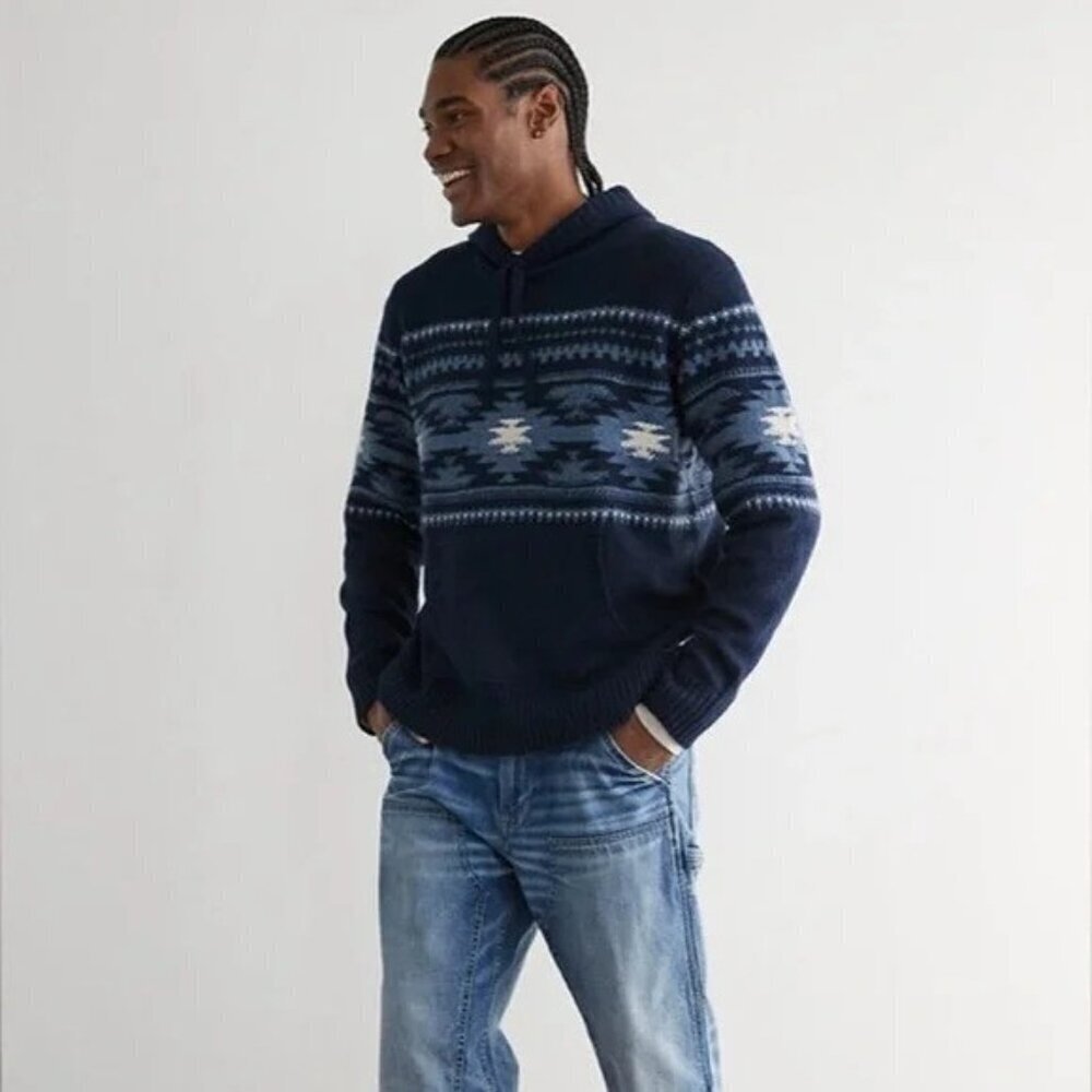 NWT American Eagle Native Aztec Printed Sweater Hoodie Men's sz medium